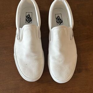 Vans Classic White Canvas Slip-Ons